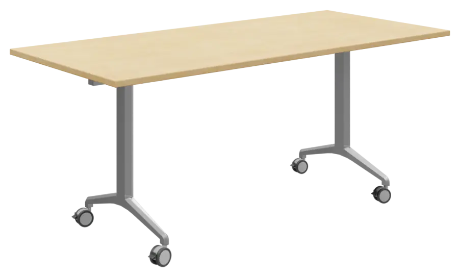 SLKP 180/80 Pojízdný skládací stůl 1800 x 800 mm, deska bříza irská/nohy stříbrný lak